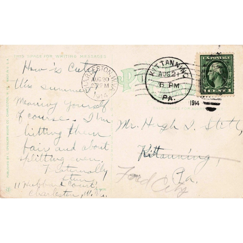 C&O Railway Depot Charleston West Virginia WV 1914 Postcard Divided Back - Picture 2 of 2
